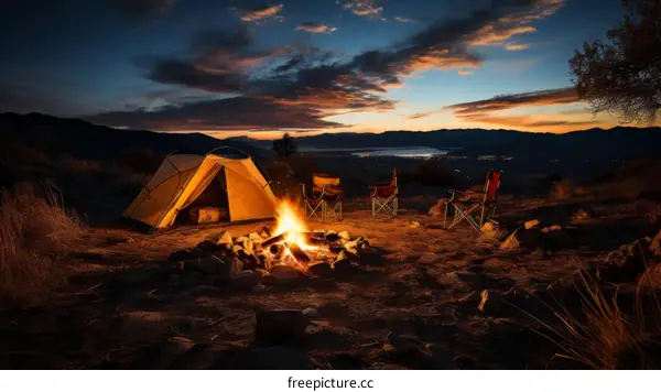 Camping Under a Starry Sky in the Mountains