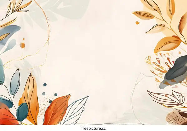 Abstract Watercolor Background With Golden Leaves