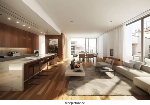 Modern Open Plan Kitchen Living Room Design