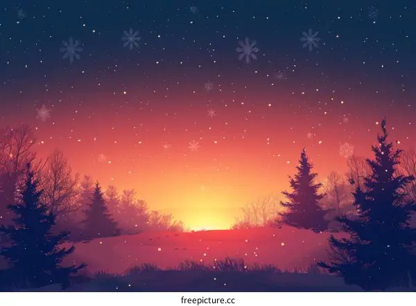 Snowy Winter Forest Twilight
