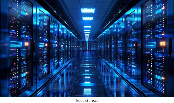 Blue Server Racks in a Data Center