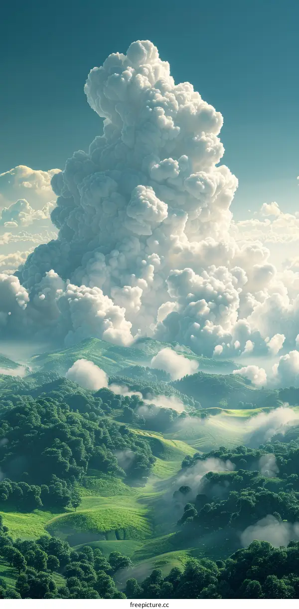 Majestic Cloud Over Lush Valley Landscape
