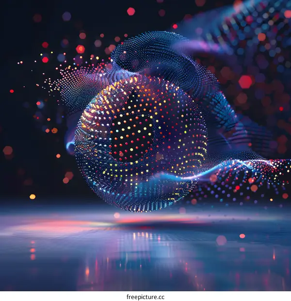 Abstract Sphere of Colorful Dots with Blurred Background