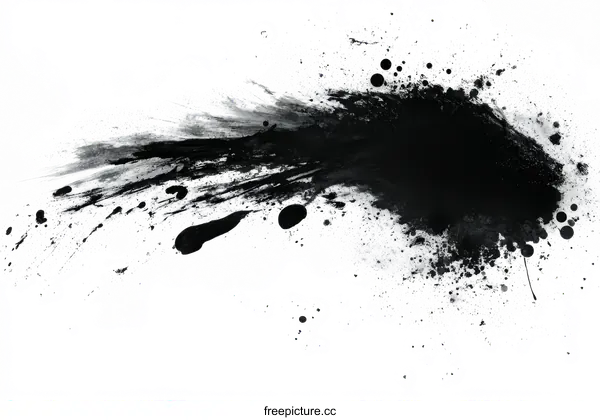 [Transparent Background PNG]Abstract Ink Splatters on White Background