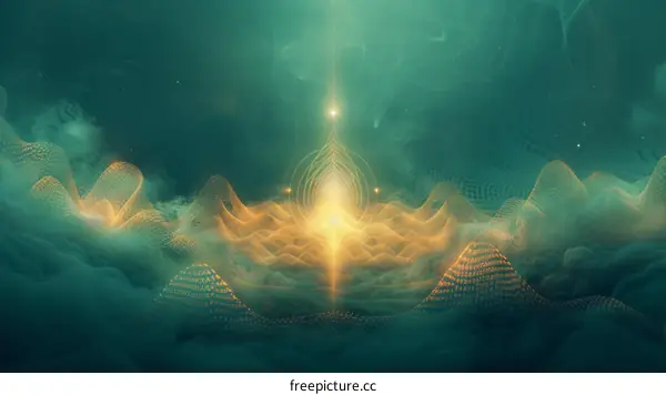 Green and Golden Ethereal Landscape