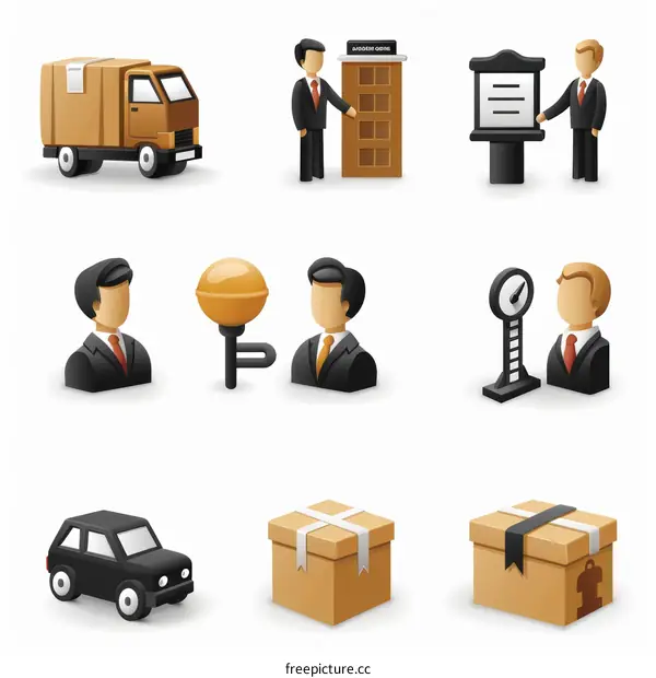 Business logistics and transportation icons