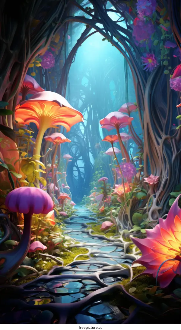 Enchanted Forest with Glowing Mushrooms