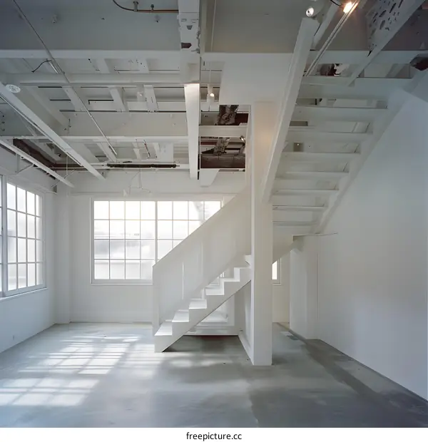 White Staircase in a Modern Building