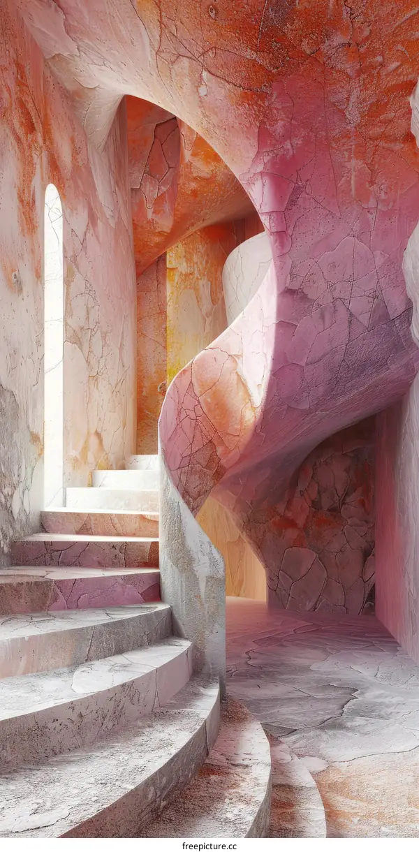 Abstract Stairway in Pink and Orange