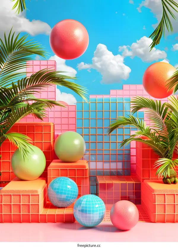 3D Rendering of Colorful Summer Scene
