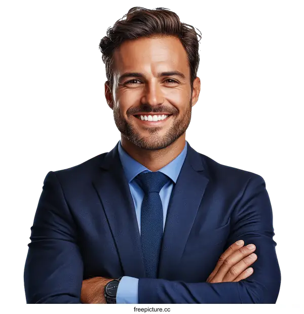 [Transparent Background PNG]Confident Businessman Portrait