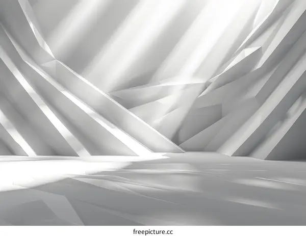 Abstract White and Bright Architectural Interior with Light Rays