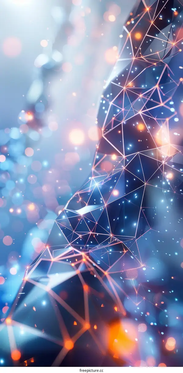 Abstract Human Body 3D Rendering with Blue and Orange Glow