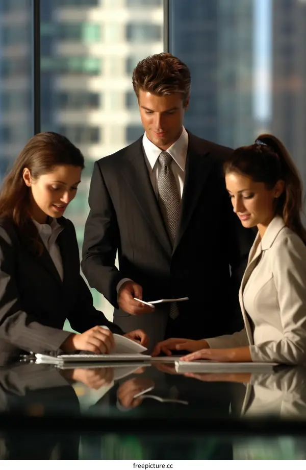 Business professionals in a meeting discussing ideas and strategies