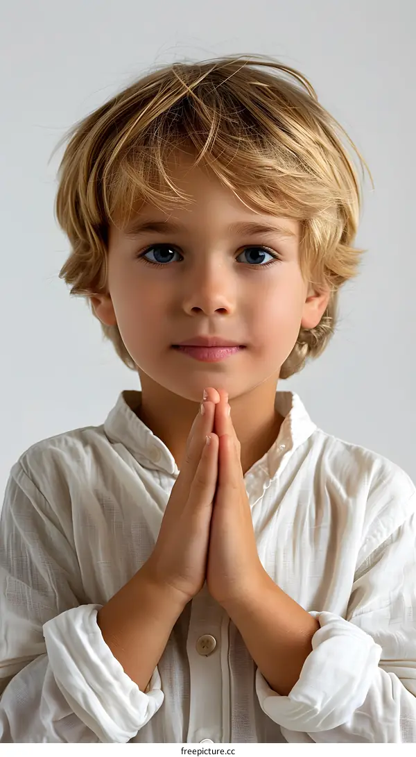 Portrait of a praying boy