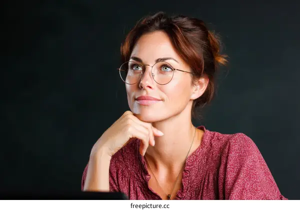 Thoughtful Woman in Profile View