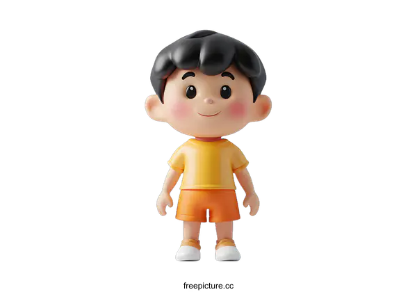 [Transparent Background PNG]3D rendering of a cute cartoon boy
