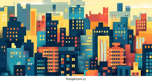 Abstract Illustration of a City Skyline with Buildings