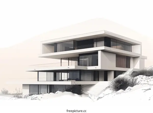 Minimalist Modern House with Mountain Views