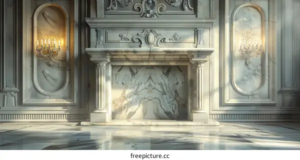 White Marble Fireplace in a Classic Interior