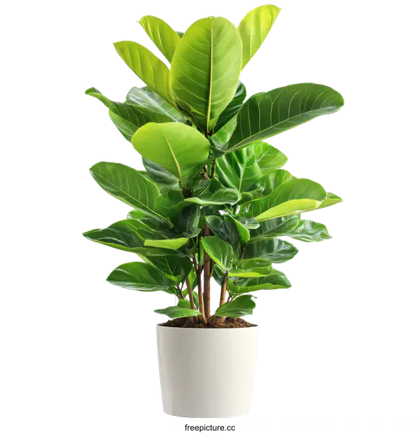 [Transparent Background PNG]Fiddle Leaf Fig Plant in White Pot