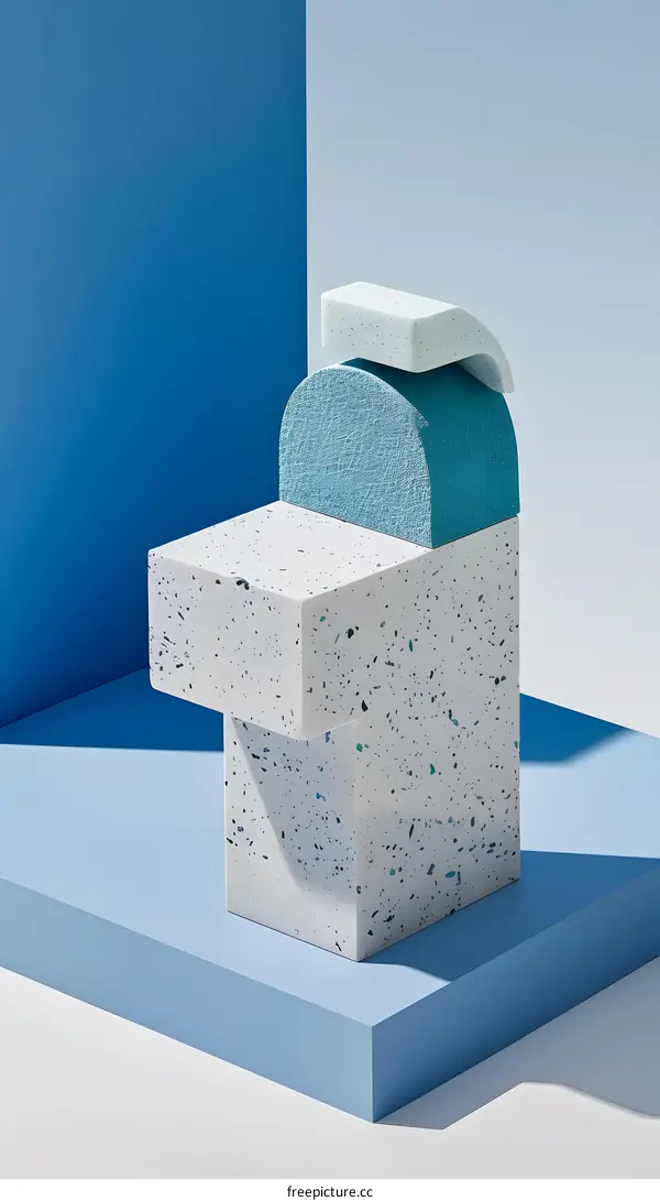 Blue and White Geometric Shapes on Blue Background