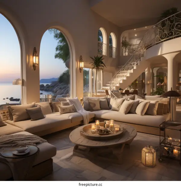 Stunning Mediterranean Villa Living Room with Elegant Design