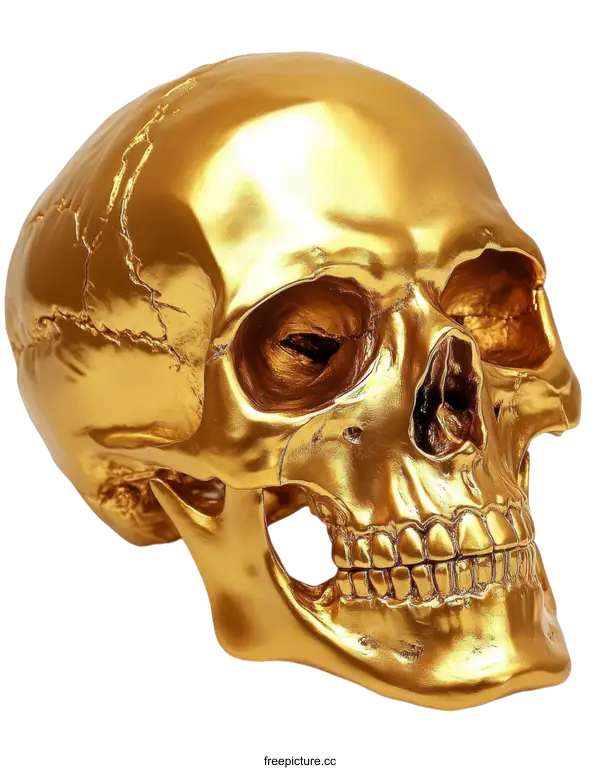 [Transparent Background PNG]Golden Skull Decorative Piece