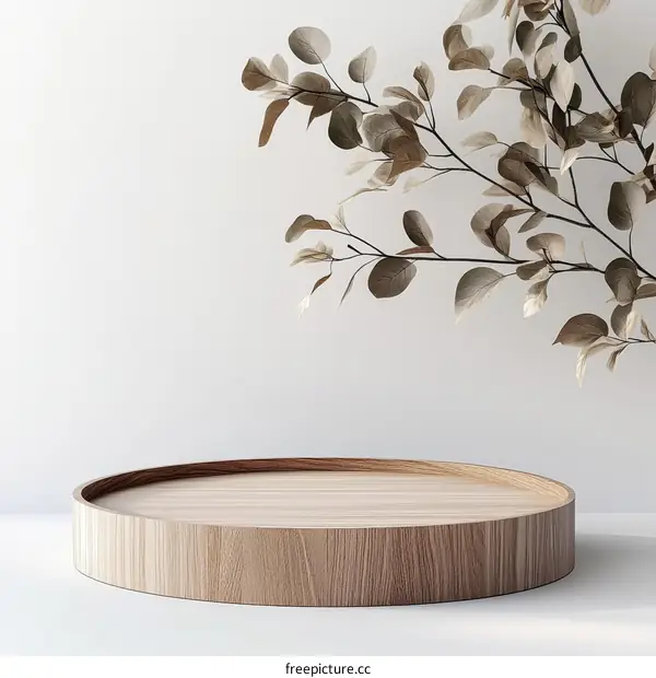 Wooden Round Display Podium with Branches