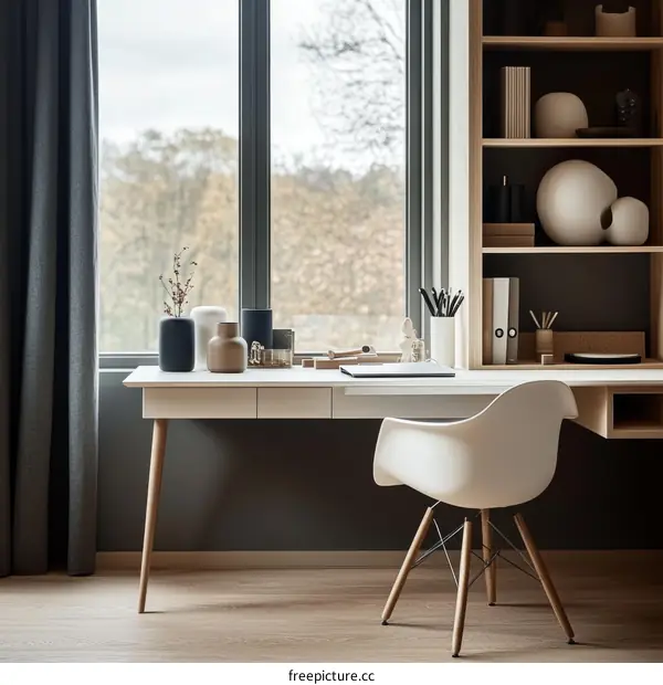 Modern Home Office Workspace by the Window