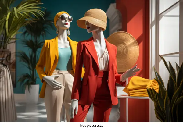Fashion Mannequins in a Boutique Window