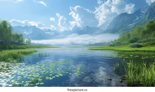 Serene Mountain Lake Landscape