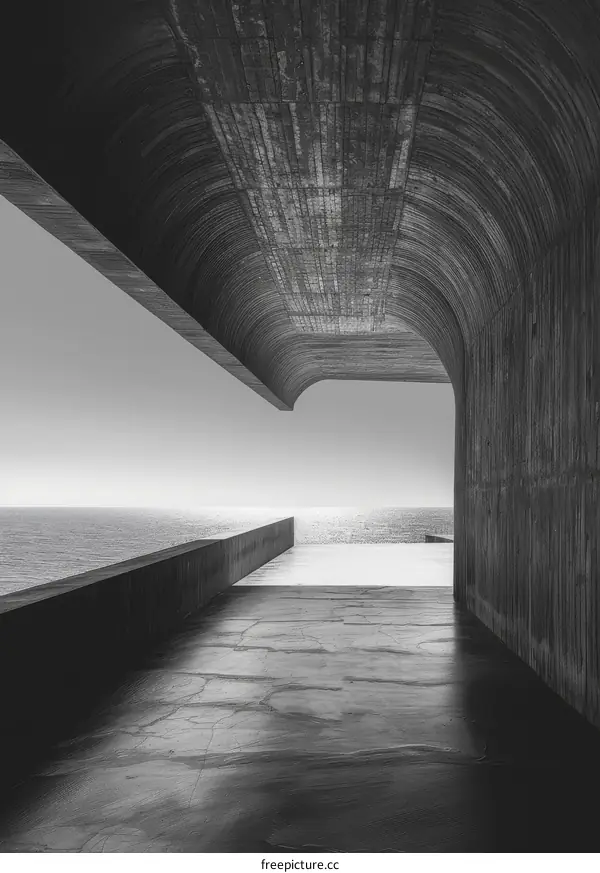 Curved Concrete Walkway with Ocean View