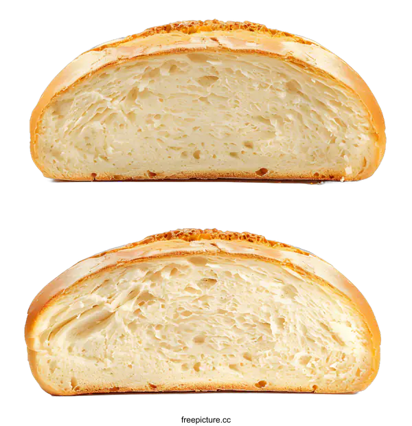 [Transparent Background PNG]Freshly Baked Bread Halves Cut In Half
