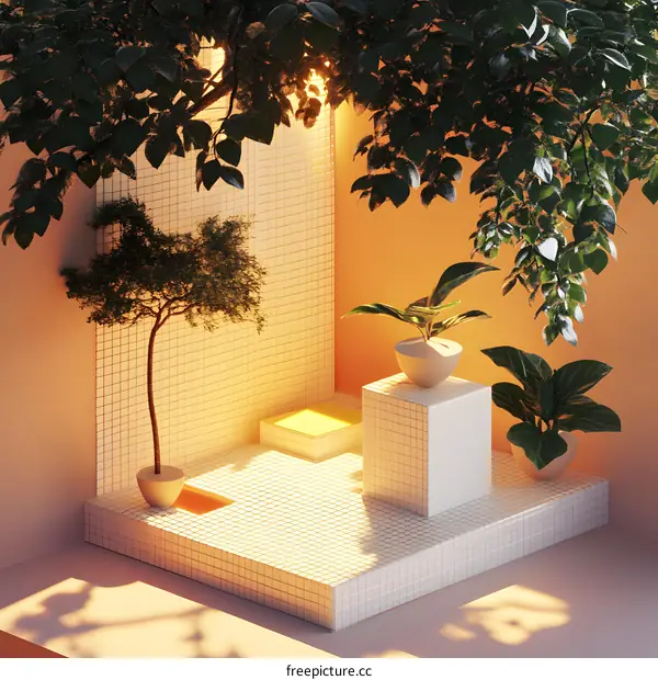Minimalist Interior Design with Plants and Sunlight