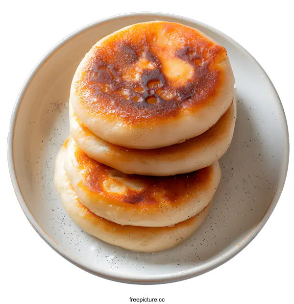[Transparent Background PNG]Stacked Golden Brown Pancakes on a Plate