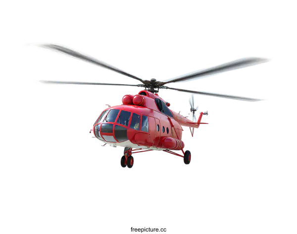 [Transparent Background PNG]Red Helicopter in Flight Illustration