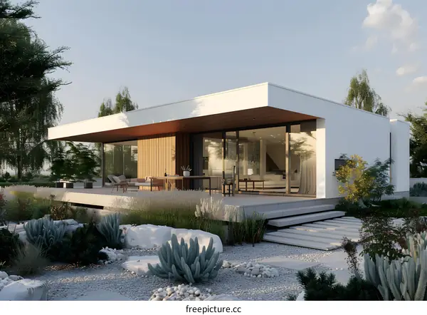 Modern Minimalist Home with Patio and Garden