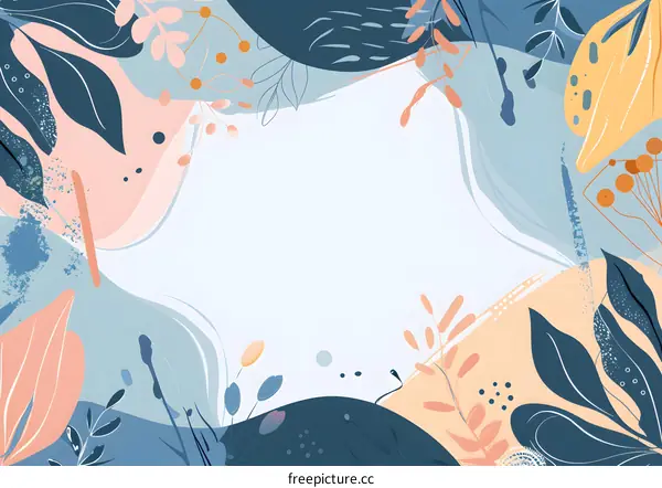 Abstract Floral Background with Blue and Peach Colors