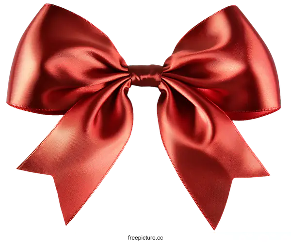 [Transparent Background PNG]Red Satin Ribbon Bow Isolated on White Background