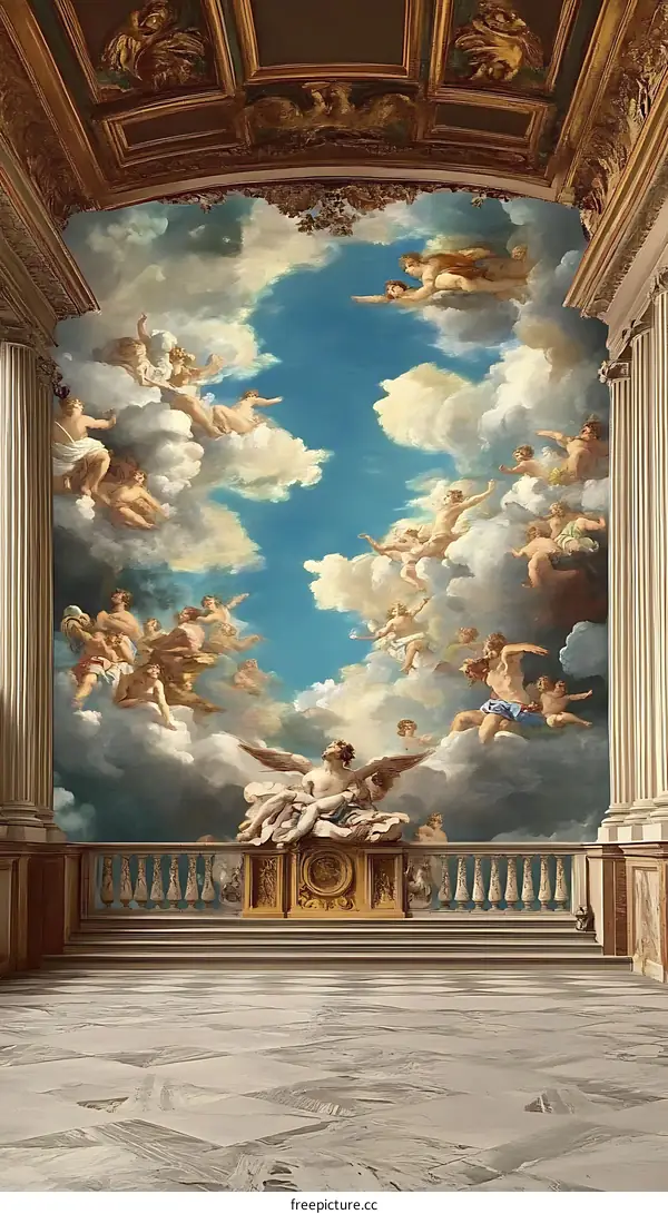 Angel Wings Mural in a Palace Hall