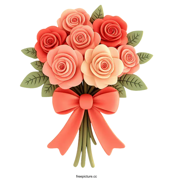 [Transparent Background PNG]Beautiful 3D Rose Bouquet Design