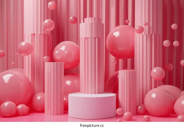 Pink Geometric Display Design for Product Presentation