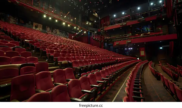 Empty Auditorium Seats in Red Color