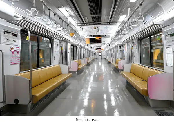 Empty Modern Subway Car Interior