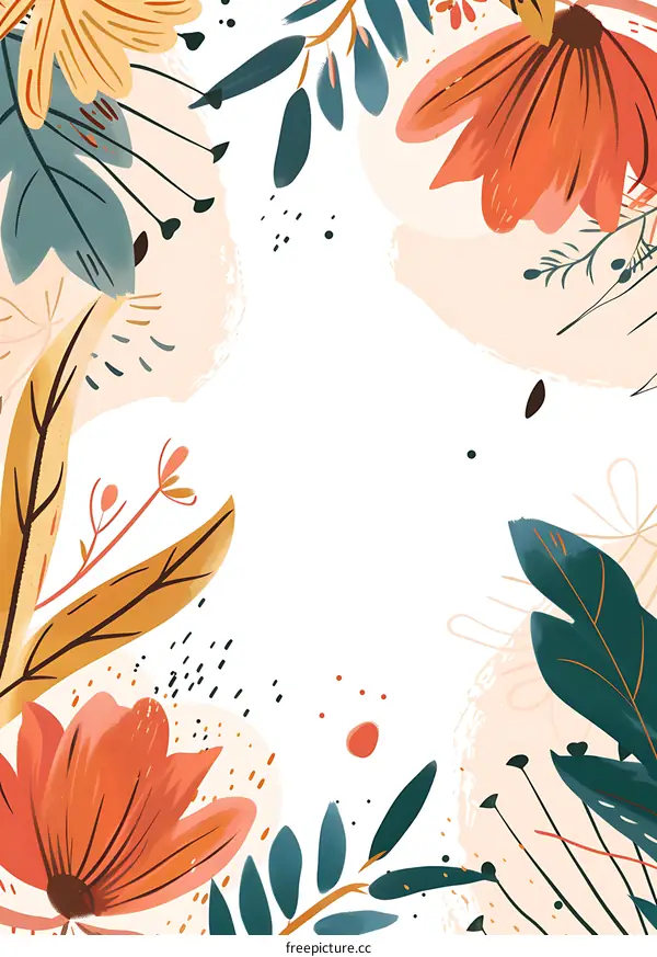 Abstract Floral Border Design With White Background