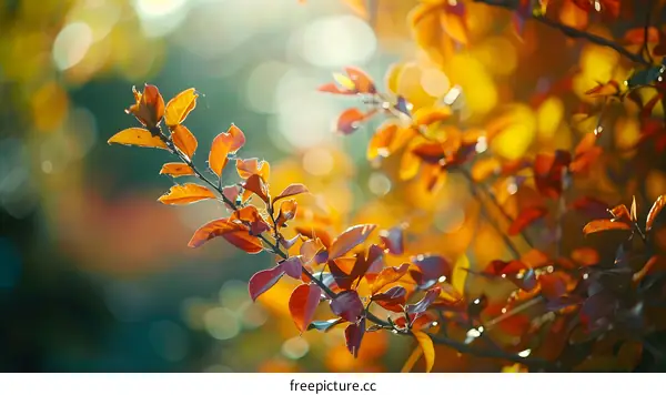 Autumn Leaves in Sunlight with Bokeh