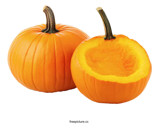 [Transparent Background PNG]Two Pumpkins  Isolated On White Background