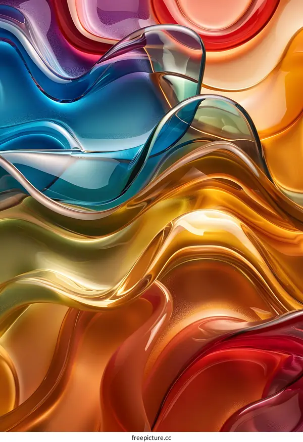 Abstract Colorful Glass Waves
