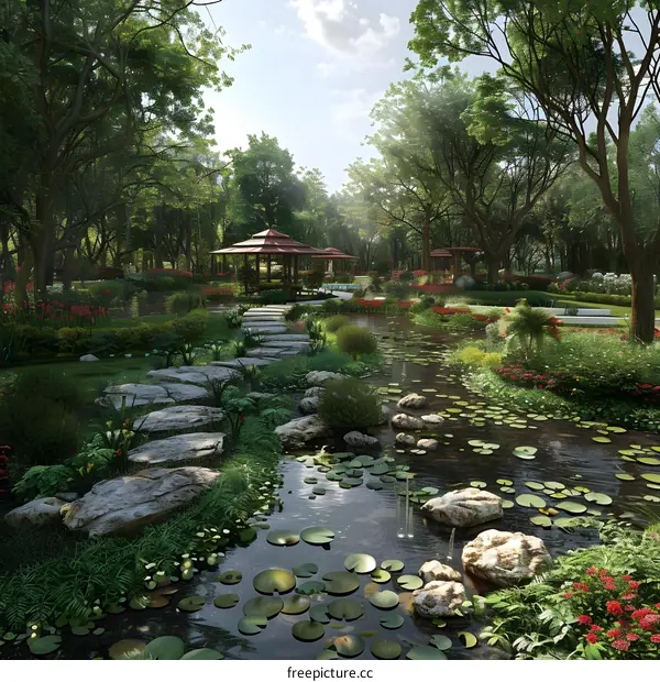 Chinese style garden landscape design renderings